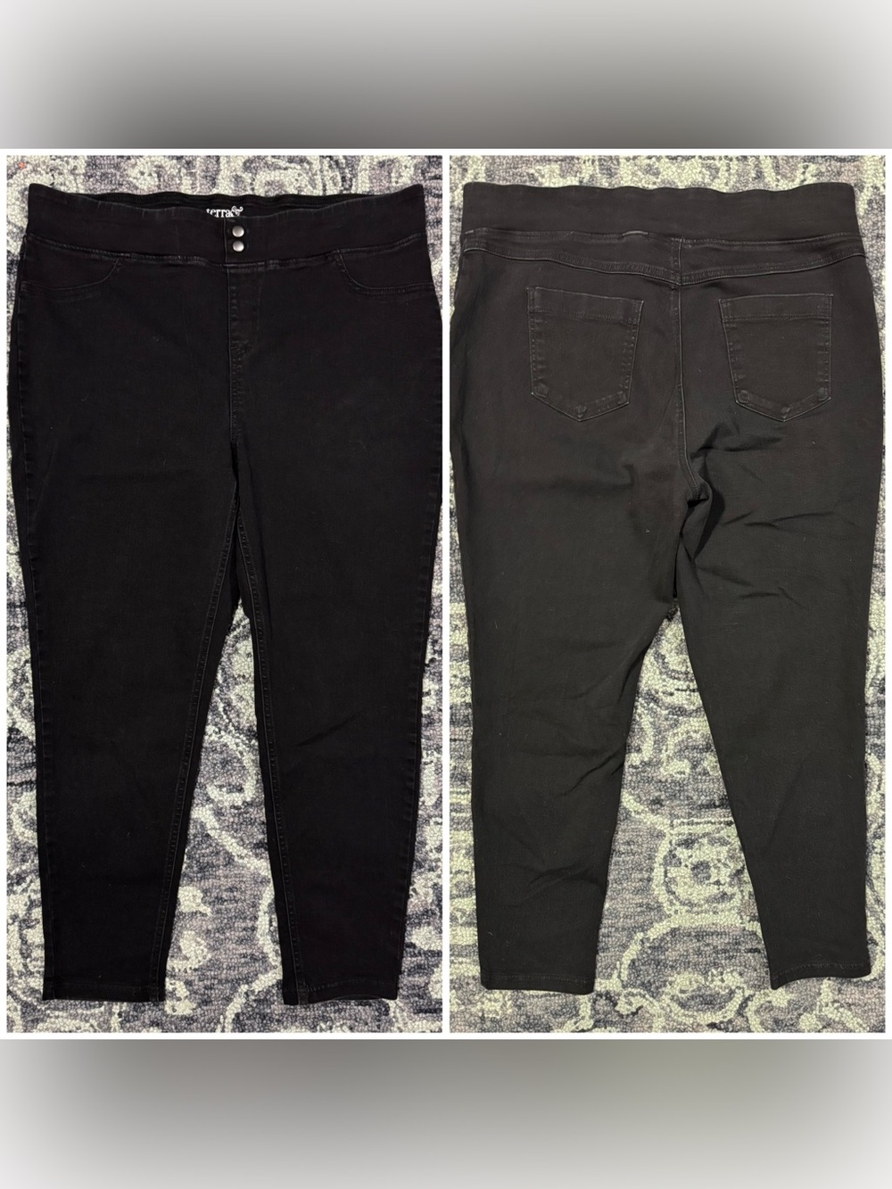 Terra & Sky Women's Black Plus Size High Rise Pull On Jeggings! Size 1X.